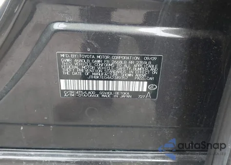 2010 Lexus Es 350 from USA, damaged, VIN JTHBK1EG4A2349357